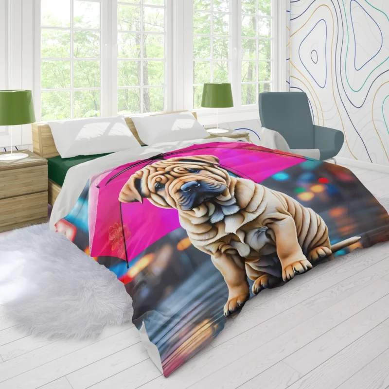 Playful Chinese Shar-Pei Teen Joyful Sidekick Duvet Cover