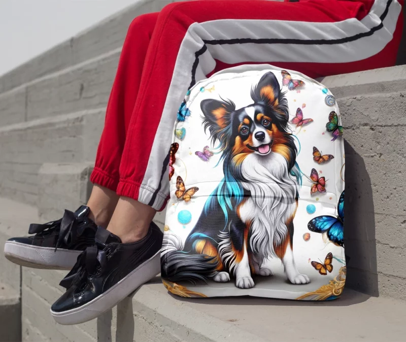 Playful Papillon Elegant Dog Charm Minimalist Backpack 1