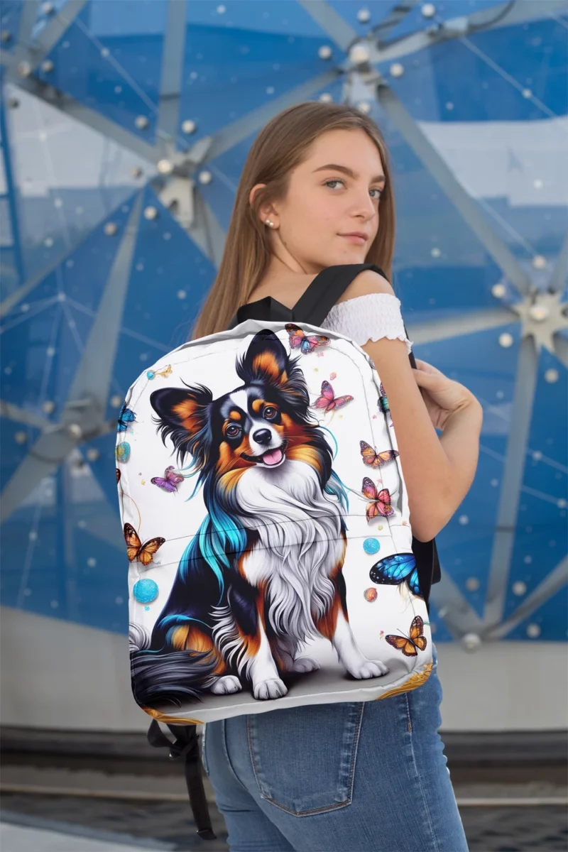 Playful Papillon Elegant Dog Charm Minimalist Backpack 2