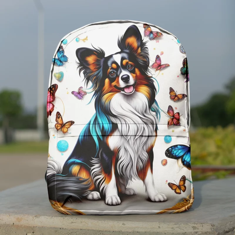 Playful Papillon Elegant Dog Charm Minimalist Backpack