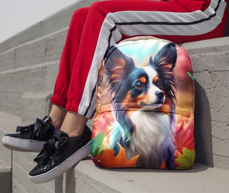 Playful Papillon Lively Dog Friend Minimalist Backpack 1