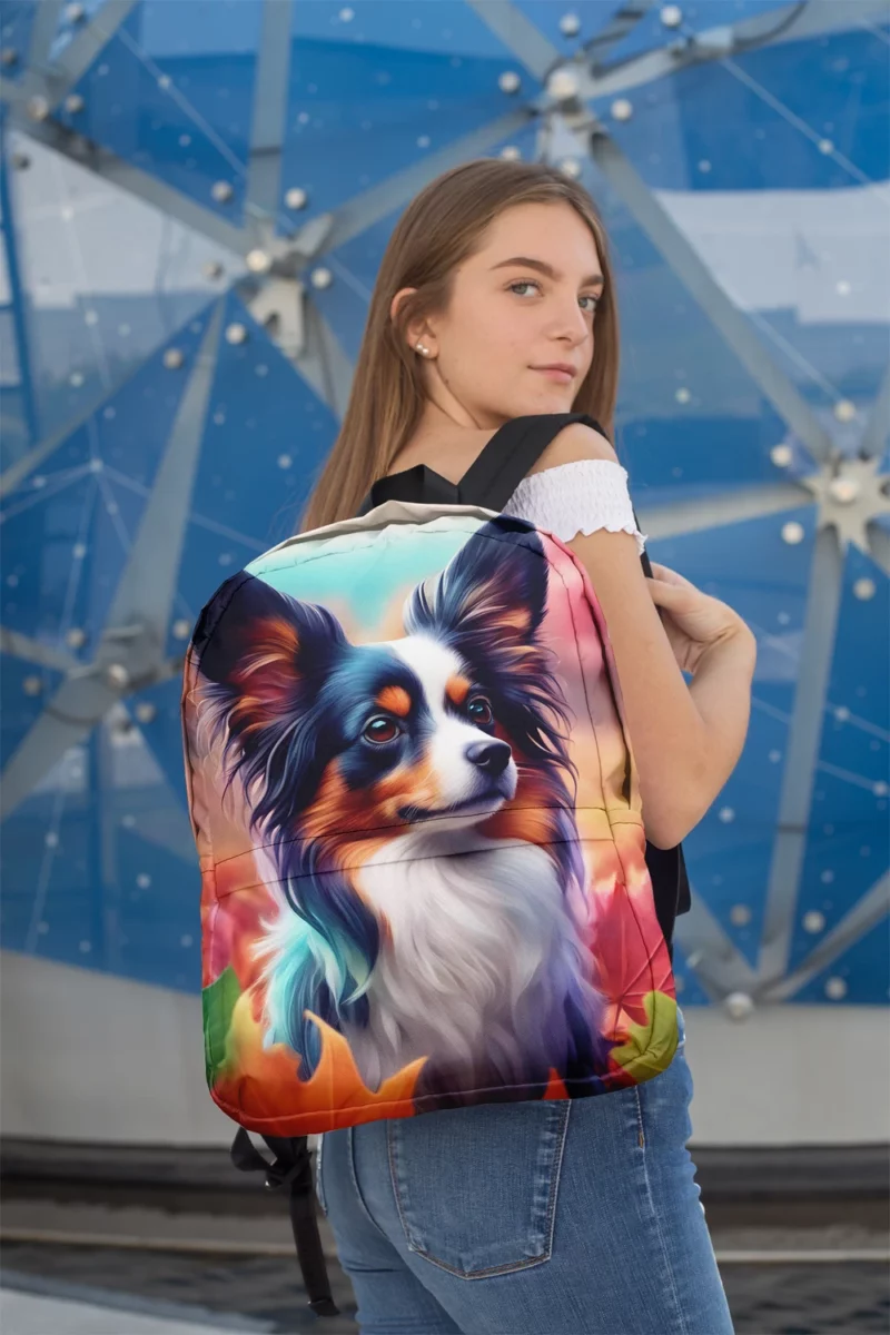 Playful Papillon Lively Dog Friend Minimalist Backpack 2