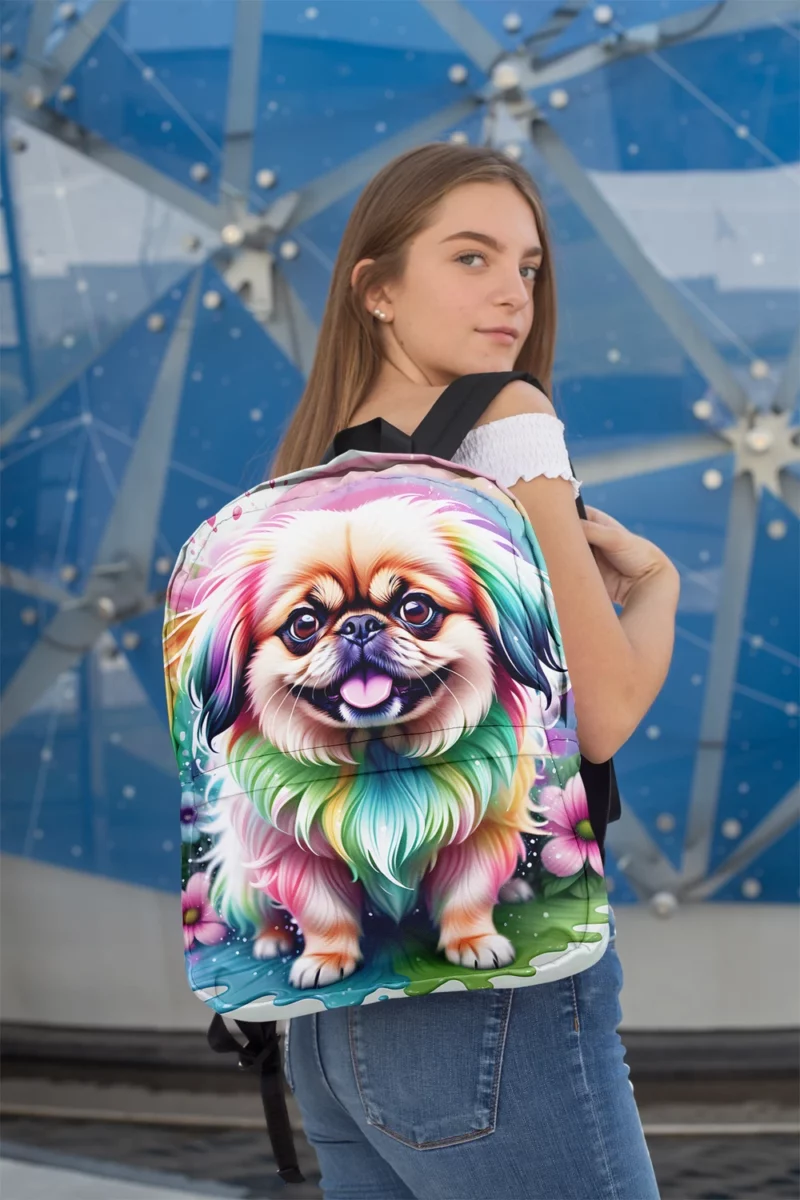 Playful Pekingese Loyal Dog Friend Minimalist Backpack 2