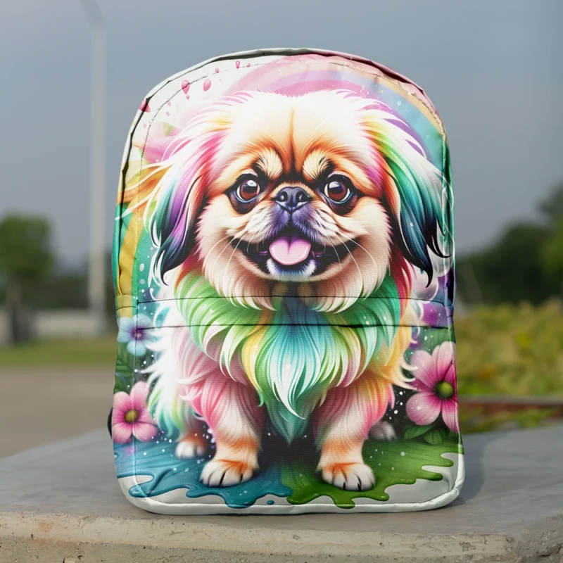 Playful Pekingese Loyal Dog Friend Minimalist Backpack