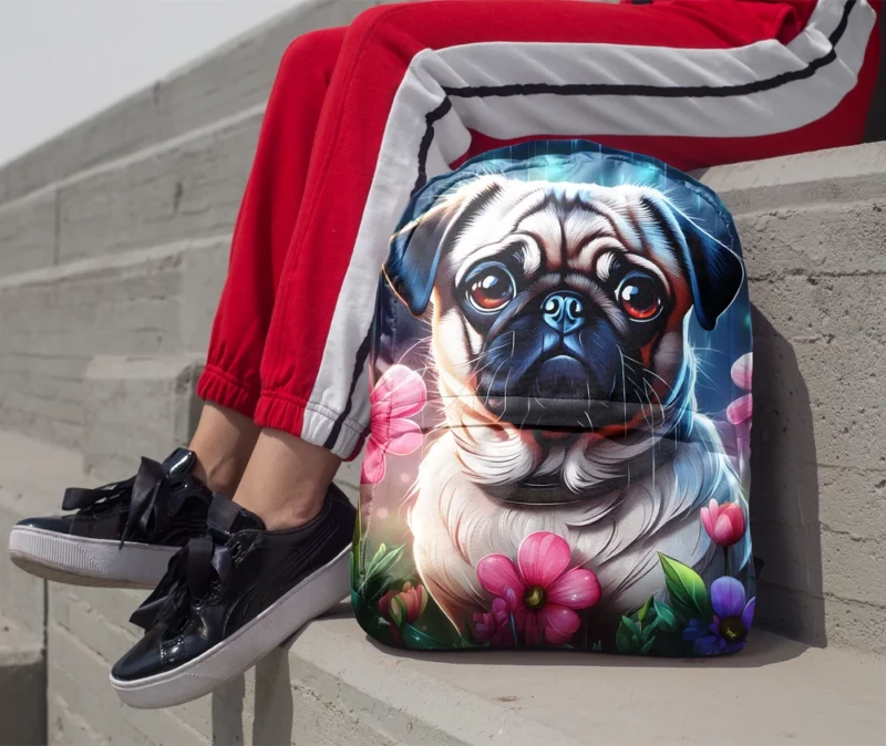 Playful Pug Charming Companion Dog Minimalist Backpack 1