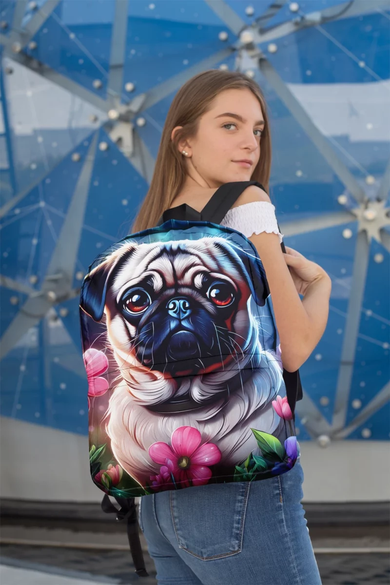 Playful Pug Charming Companion Dog Minimalist Backpack 2