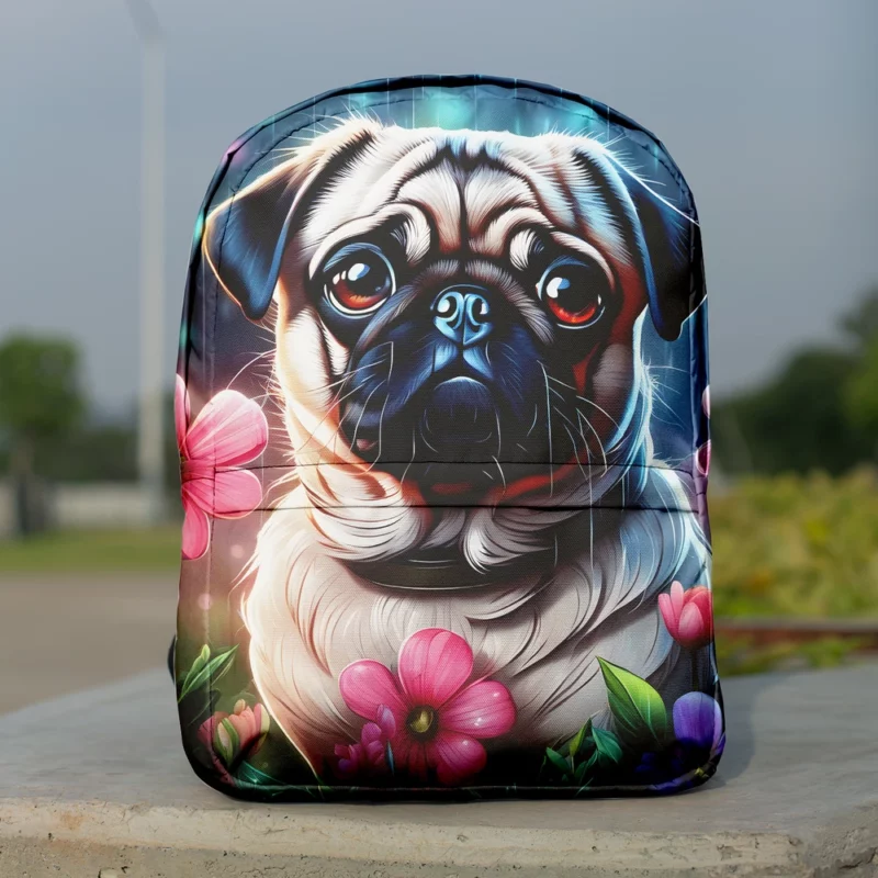 Playful Pug Charming Companion Dog Minimalist Backpack