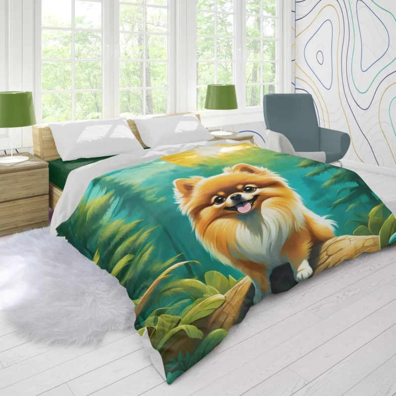 Pomeranian Charm Furry Companion Dog Duvet Cover