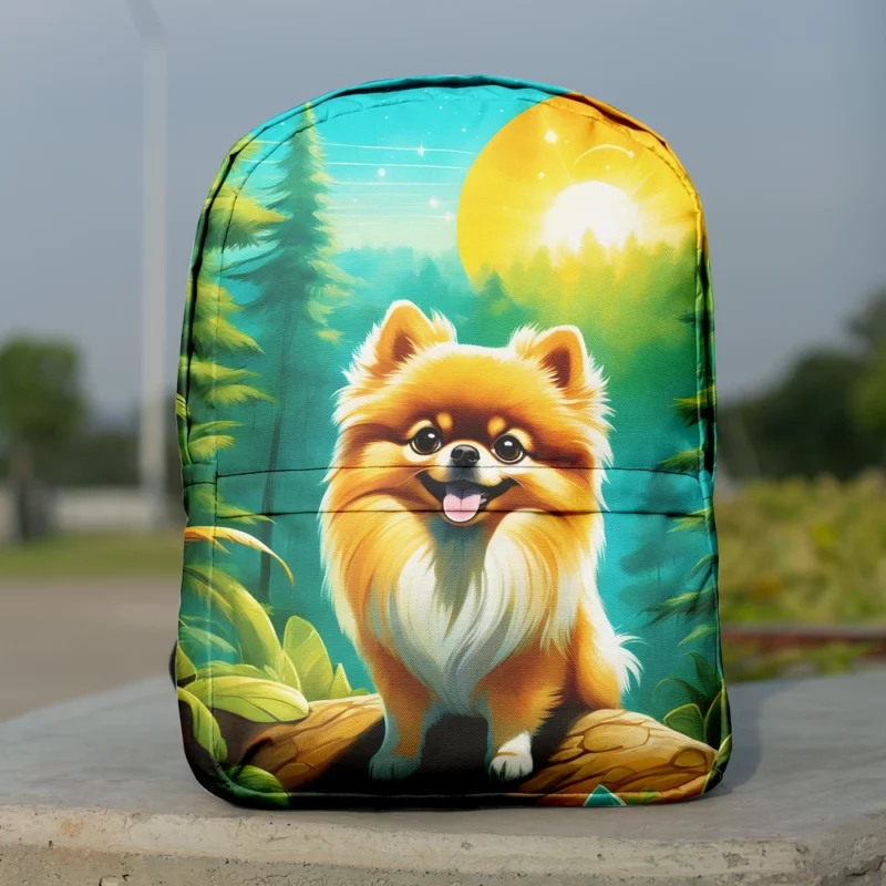 Pomeranian Charm Furry Companion Dog Minimalist Backpack