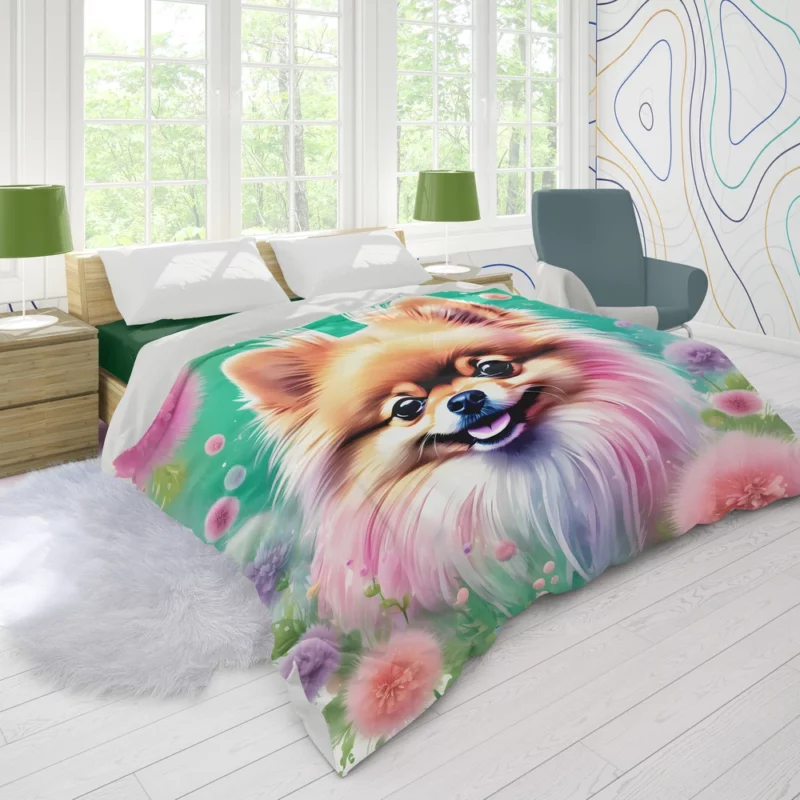 Pomeranian Pal Lively Lap Dog Duvet Cover