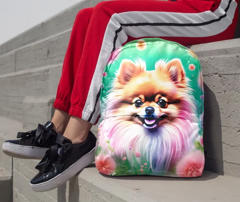 Pomeranian Pal Lively Lap Dog Minimalist Backpack 1