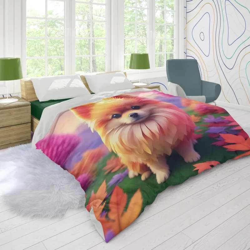 Pomeranian Puff Petite Dog Charm Duvet Cover