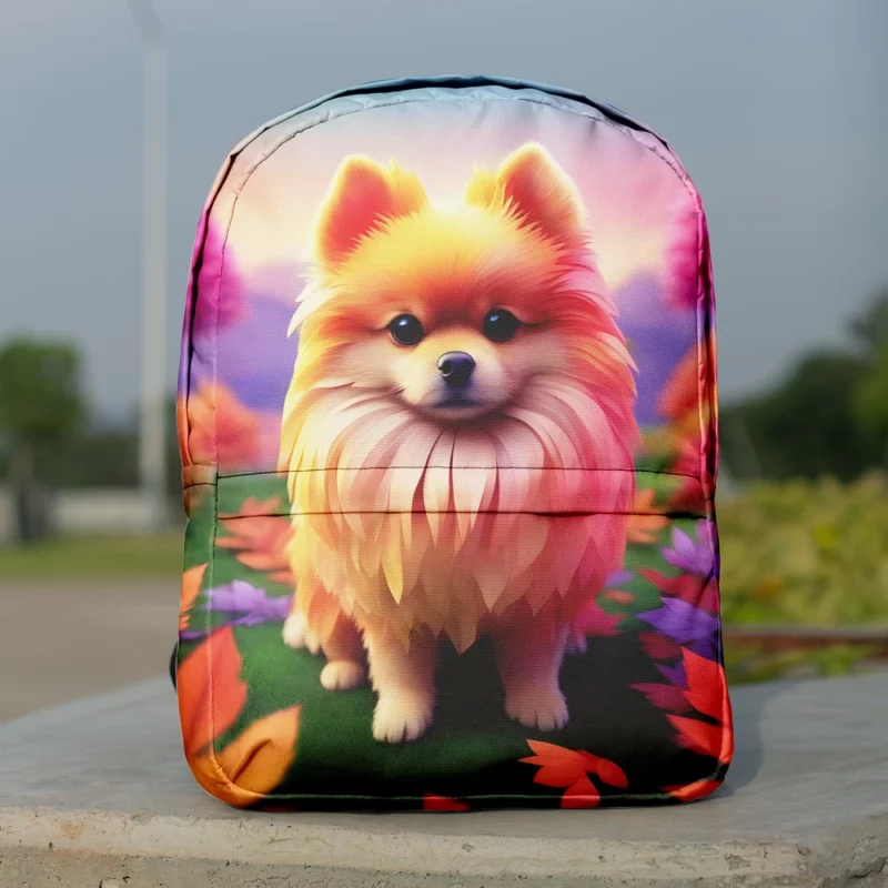 Pomeranian Puff Petite Dog Charm Minimalist Backpack