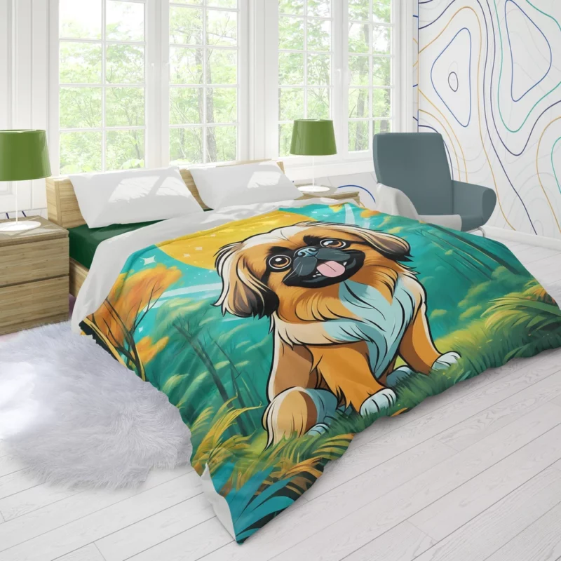 Regal Pekingese Tiny Canine Majesty Duvet Cover