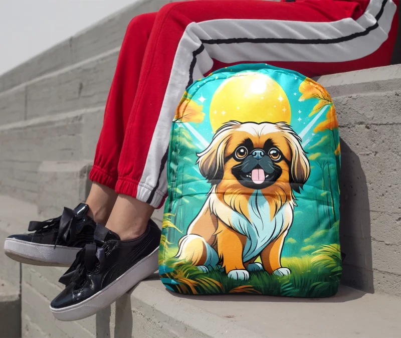 Regal Pekingese Tiny Canine Majesty Minimalist Backpack 1