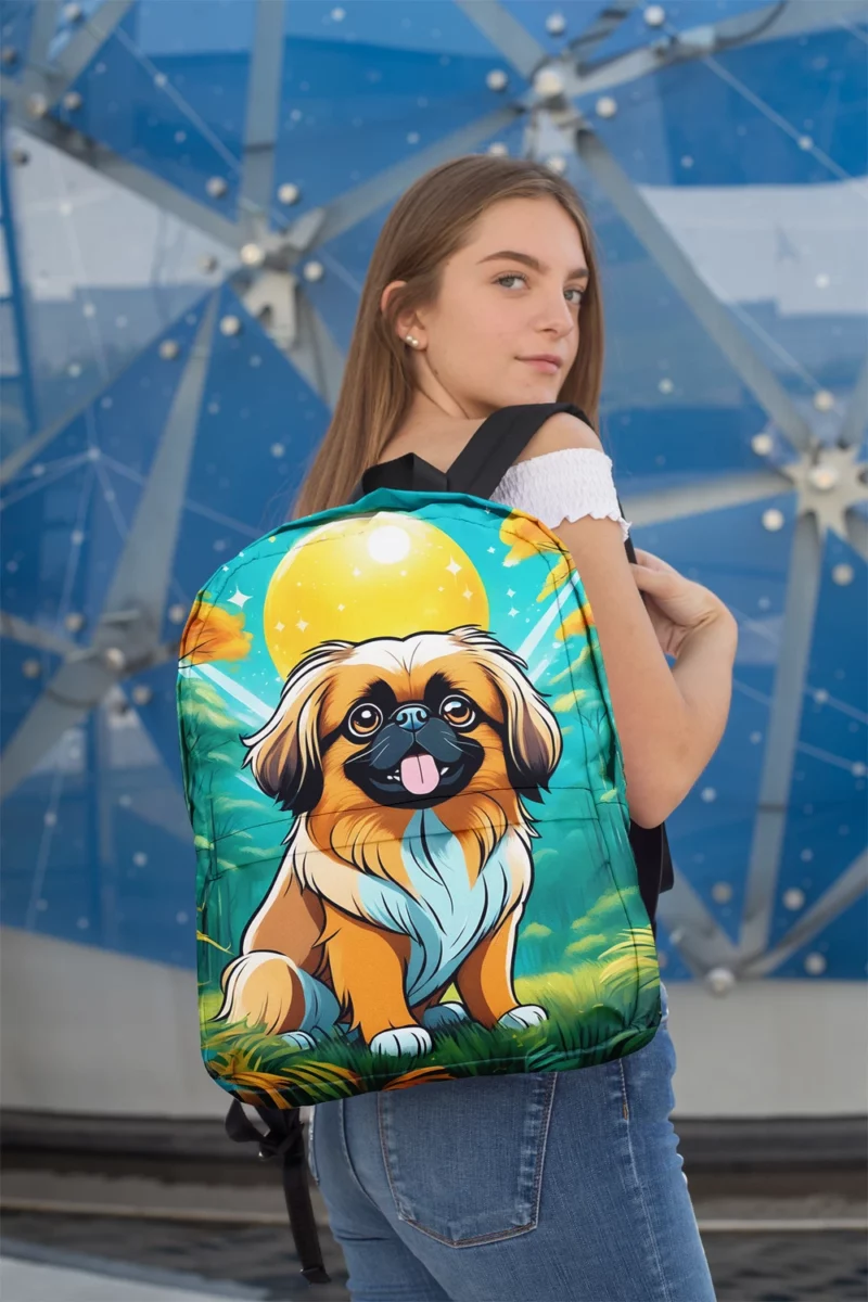 Regal Pekingese Tiny Canine Majesty Minimalist Backpack 2