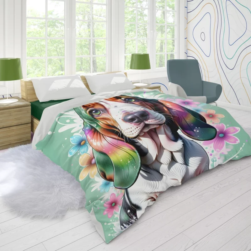 Relaxed Basset Hound Majesty Dog Presence Duvet Cover