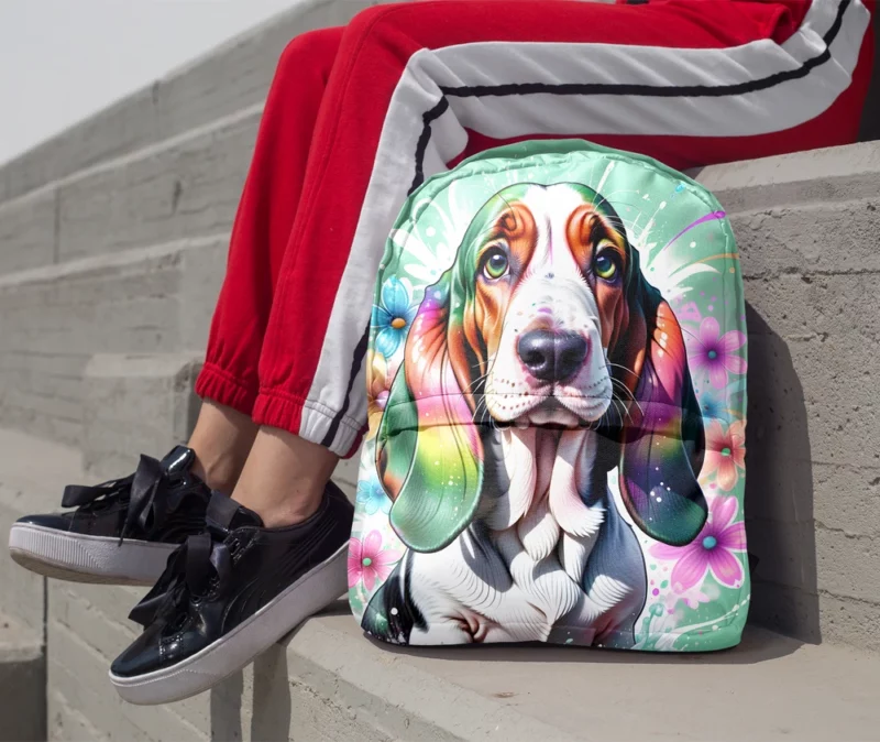 Relaxed Basset Hound Majesty Dog Presence Minimalist Backpack 1