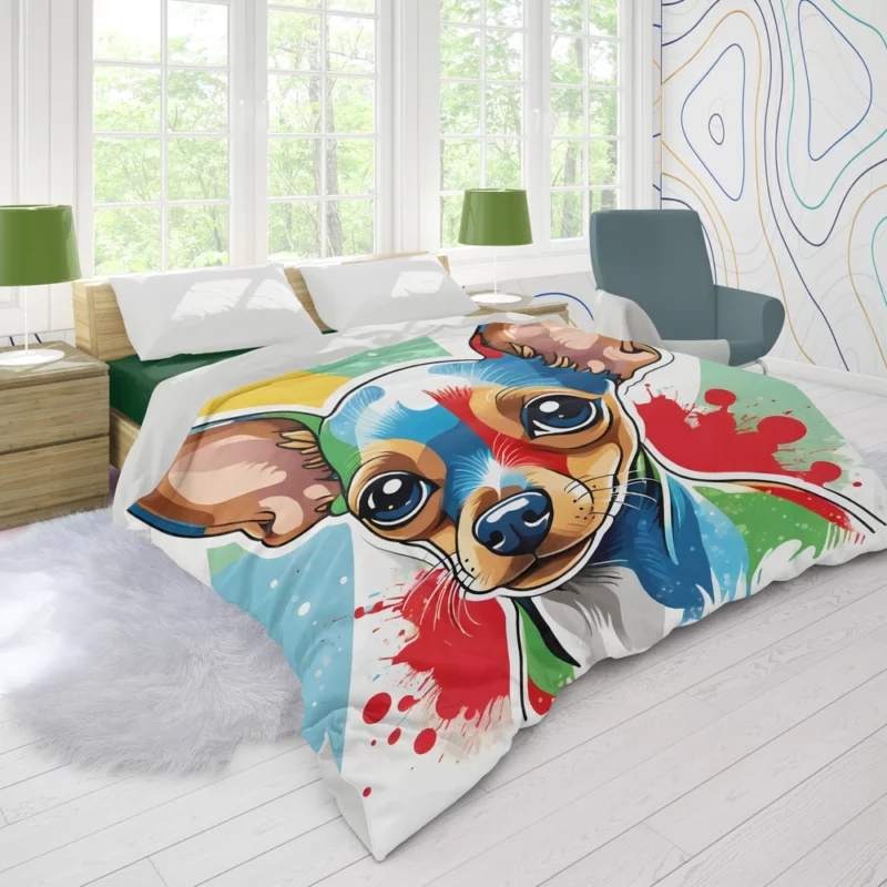 Russian Toy Terrier Joy The Playful Dog Duvet Cover