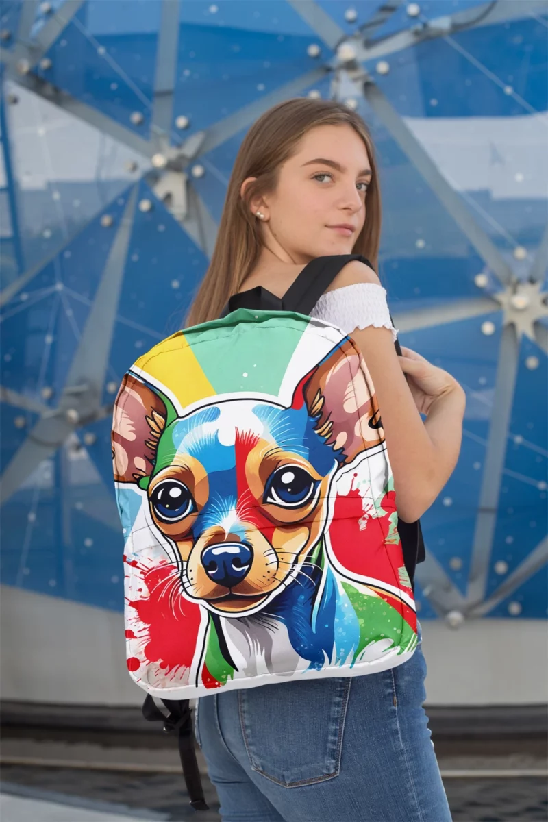 Russian Toy Terrier Joy The Playful Dog Minimalist Backpack 2