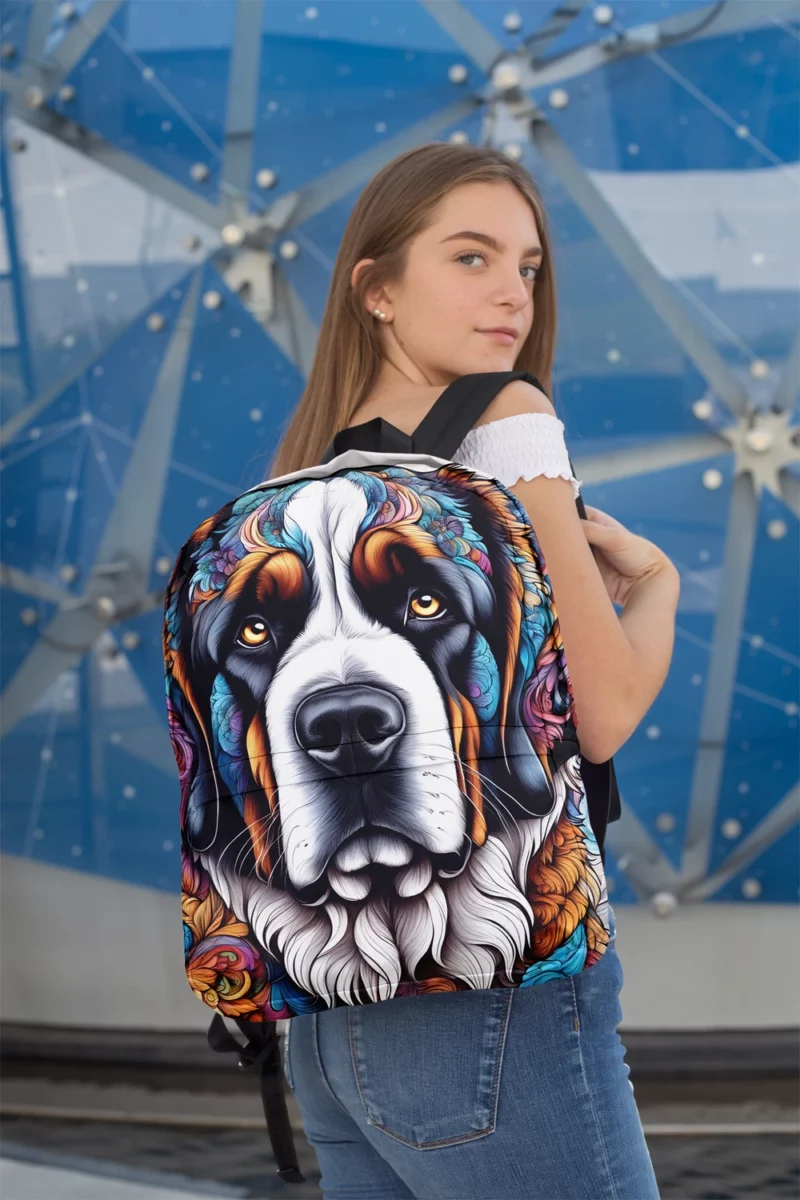 Saint Bernard Elegance Faithful Dog Minimalist Backpack 2