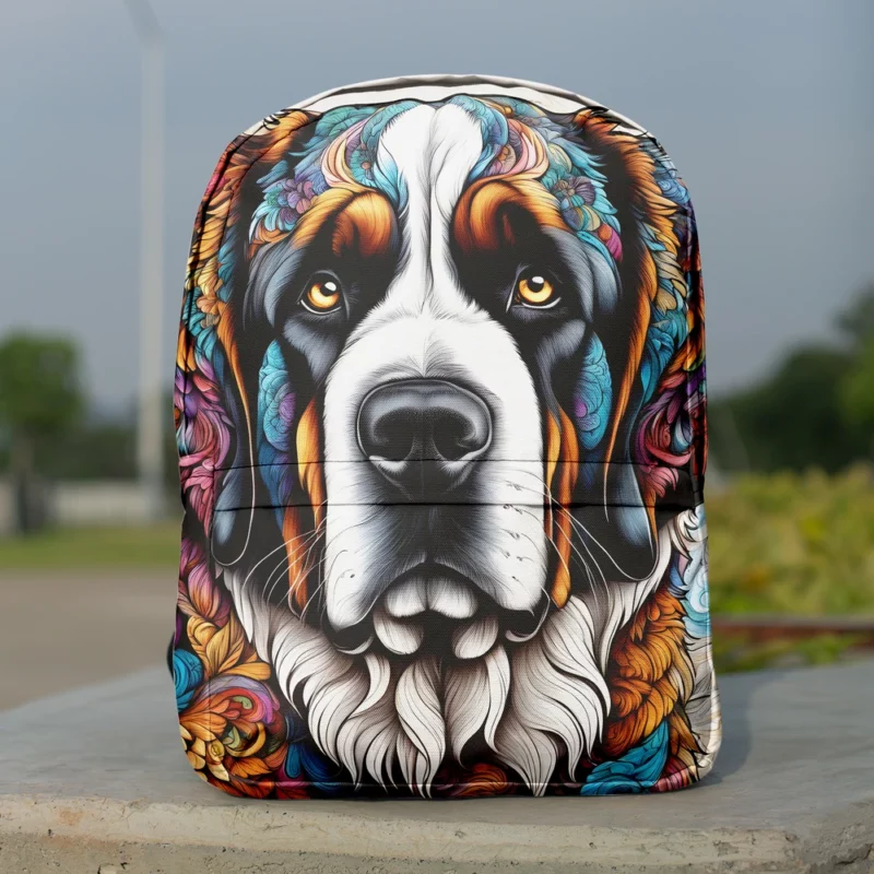 Saint Bernard Elegance Faithful Dog Minimalist Backpack