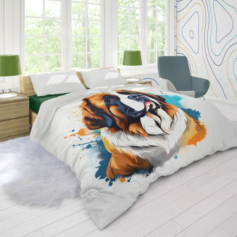 Saint Bernard Joy The Playful Dog Duvet Cover