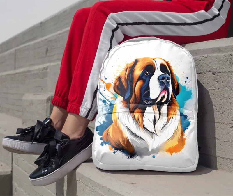 Saint Bernard Joy The Playful Dog Minimalist Backpack 1