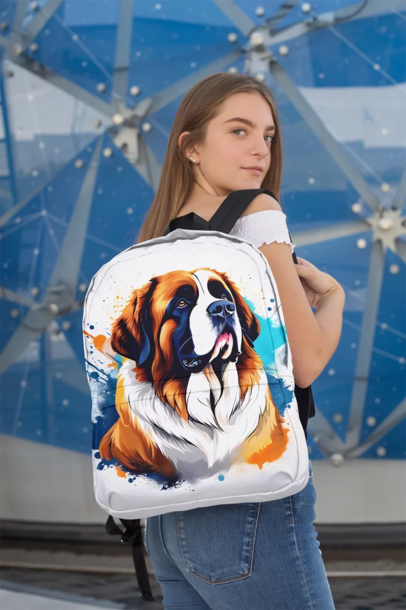 Saint Bernard Joy The Playful Dog Minimalist Backpack 2