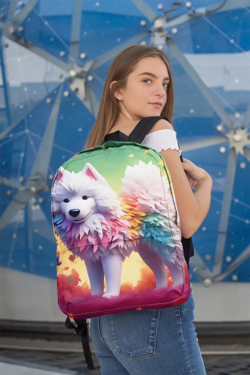 Samoyed Fluffy Arctic Companion Dog Minimalist Backpack 2