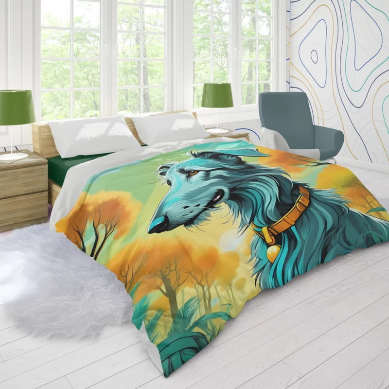 Scottish Deerhound Joy Playful Dog Duvet Cover