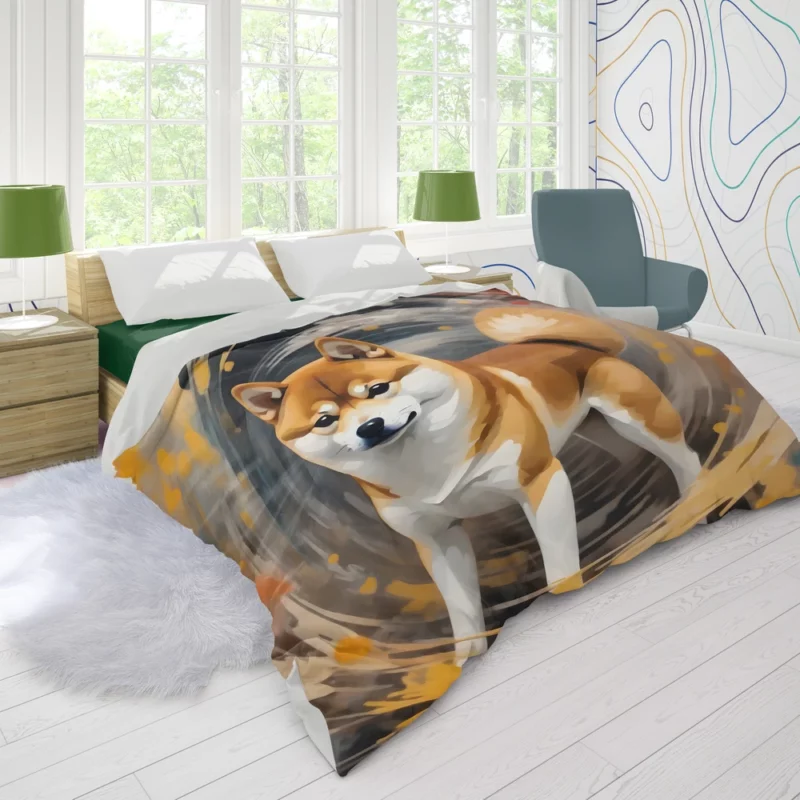 Shiba Inu Joy Playful Companion Duvet Cover