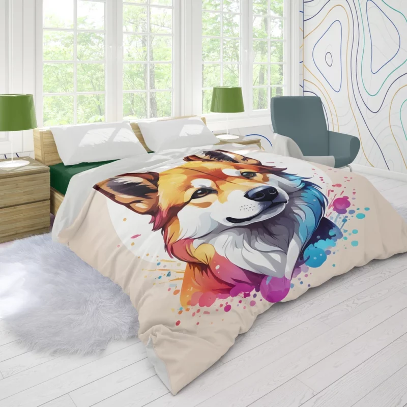 Shikoku Charm Loyal Dog Companion Duvet Cover