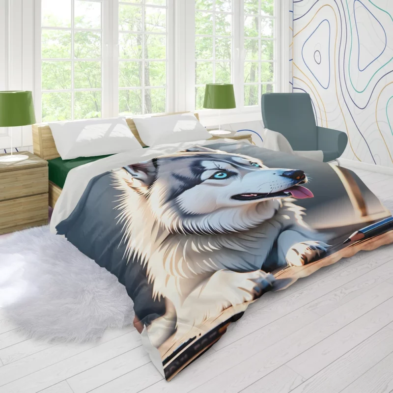 Siberian Husky Charm Loyal Dog Companion Duvet Cover