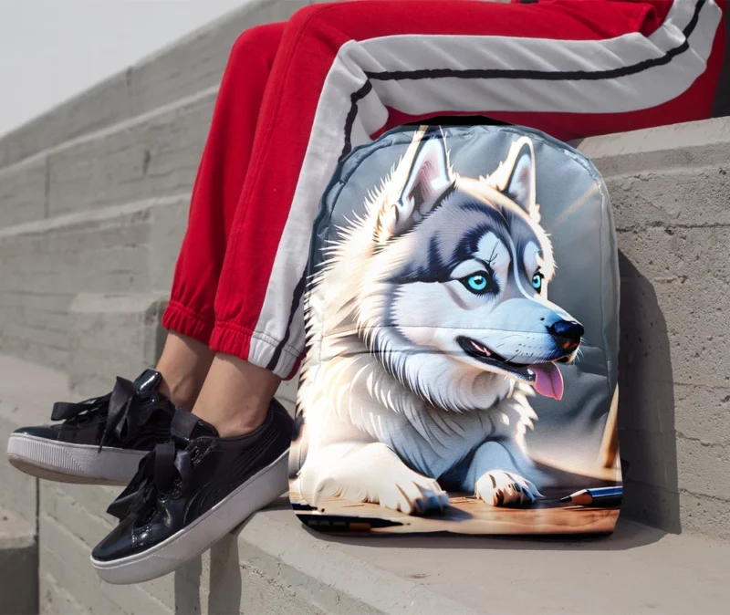 Siberian Husky Charm Loyal Dog Companion Minimalist Backpack 1