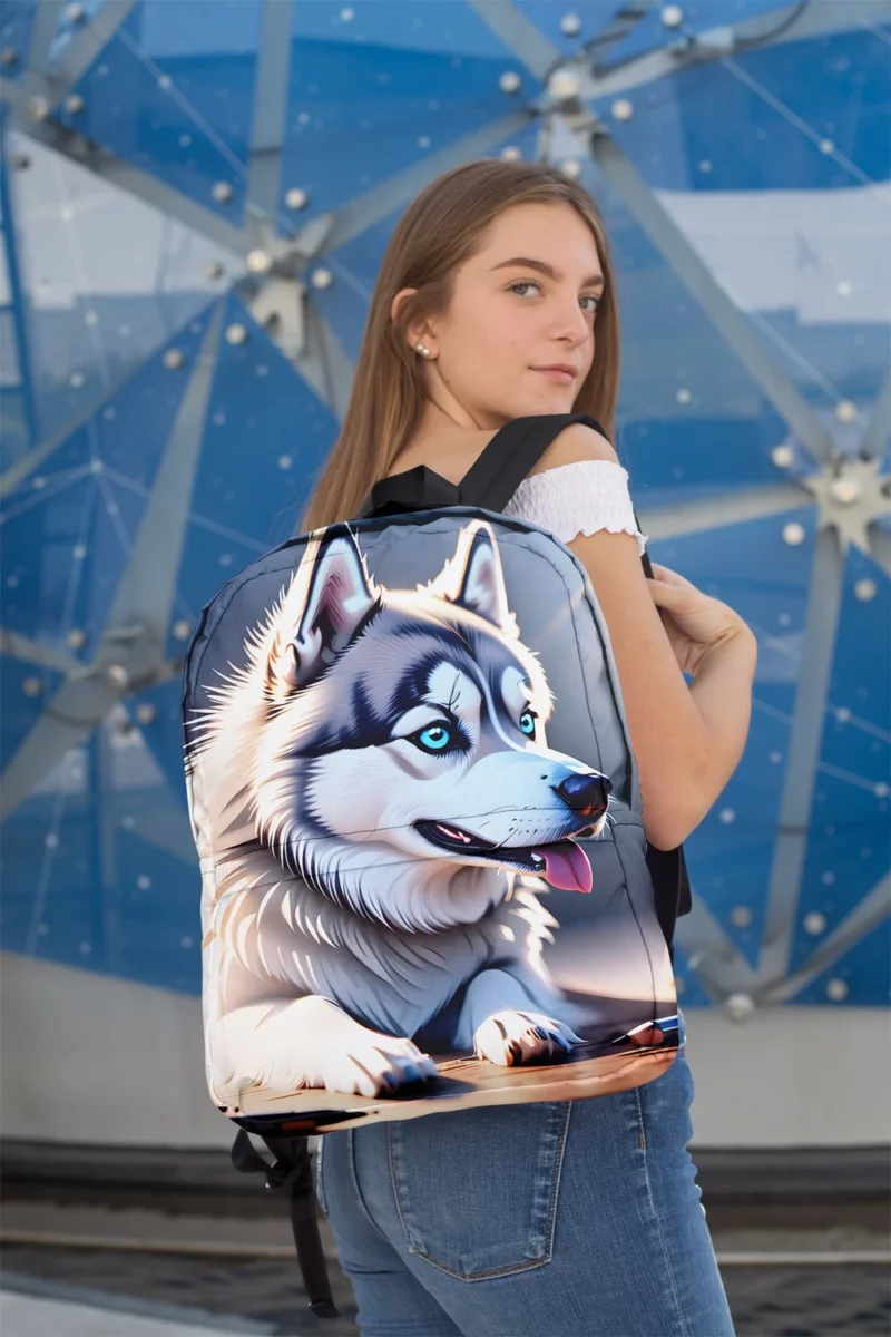 Siberian Husky Charm Loyal Dog Companion Minimalist Backpack 2