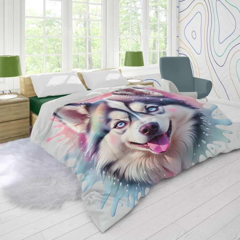 Siberian Husky Energetic Arctic Companion Duvet Cover