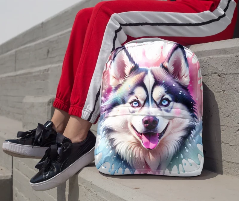 Siberian Husky Energetic Arctic Companion Minimalist Backpack 1