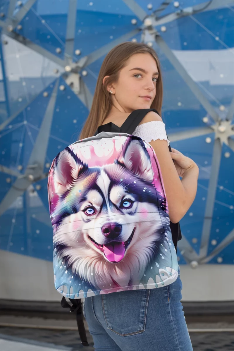 Siberian Husky Energetic Arctic Companion Minimalist Backpack 2