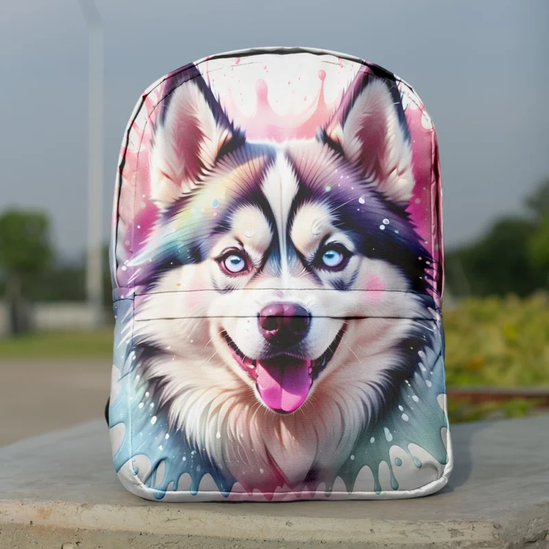 Siberian Husky Energetic Arctic Companion Minimalist Backpack