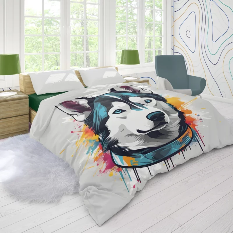 Siberian Husky Joy Playful Companion Duvet Cover