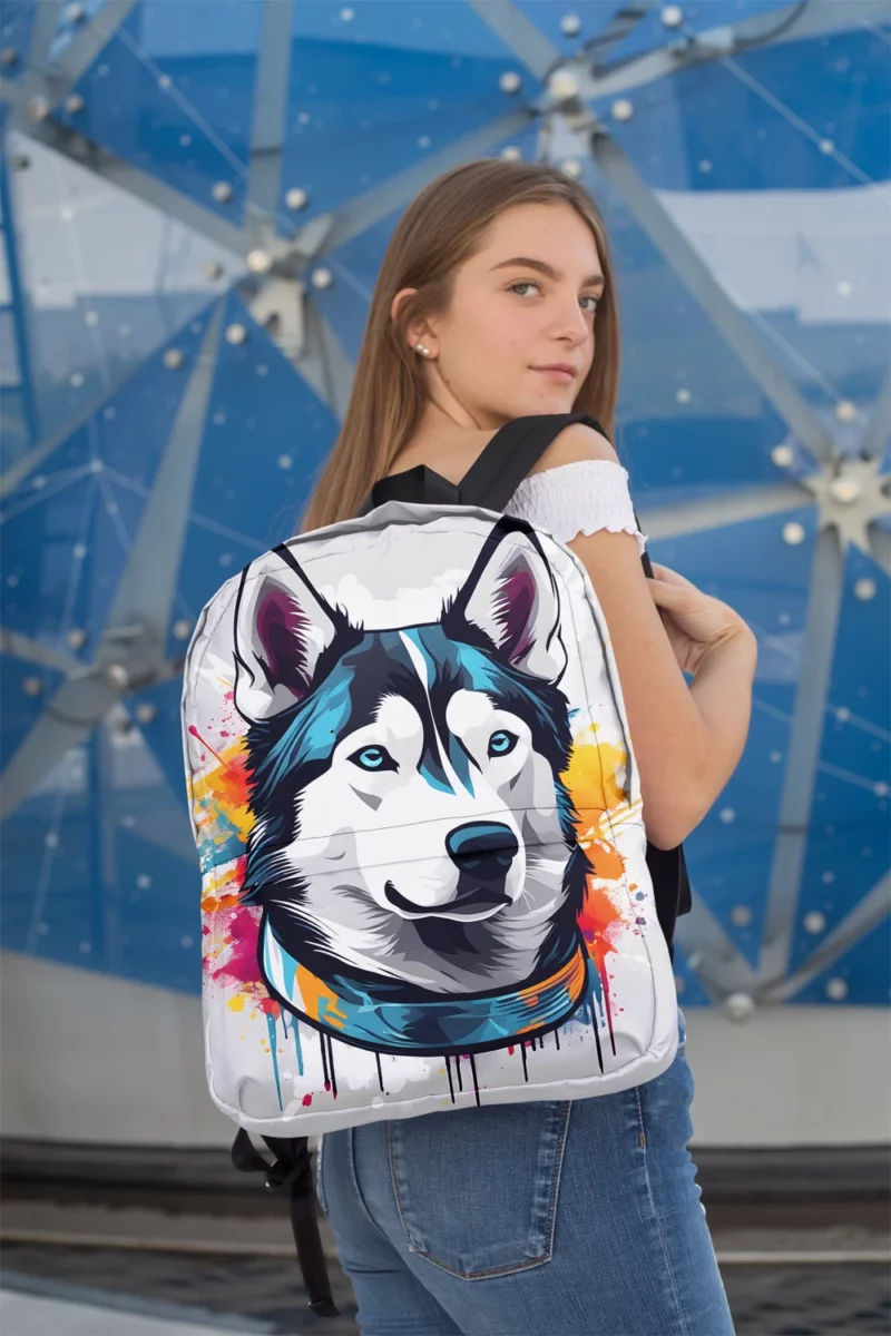 Siberian Husky Joy Playful Companion Minimalist Backpack 2