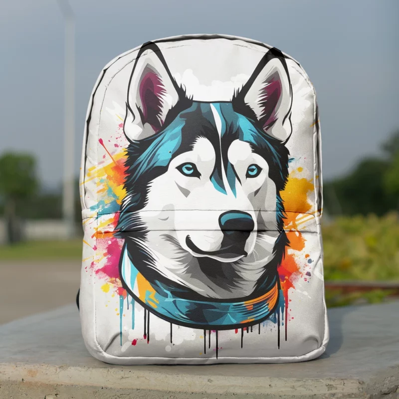 Siberian Husky Joy Playful Companion Minimalist Backpack