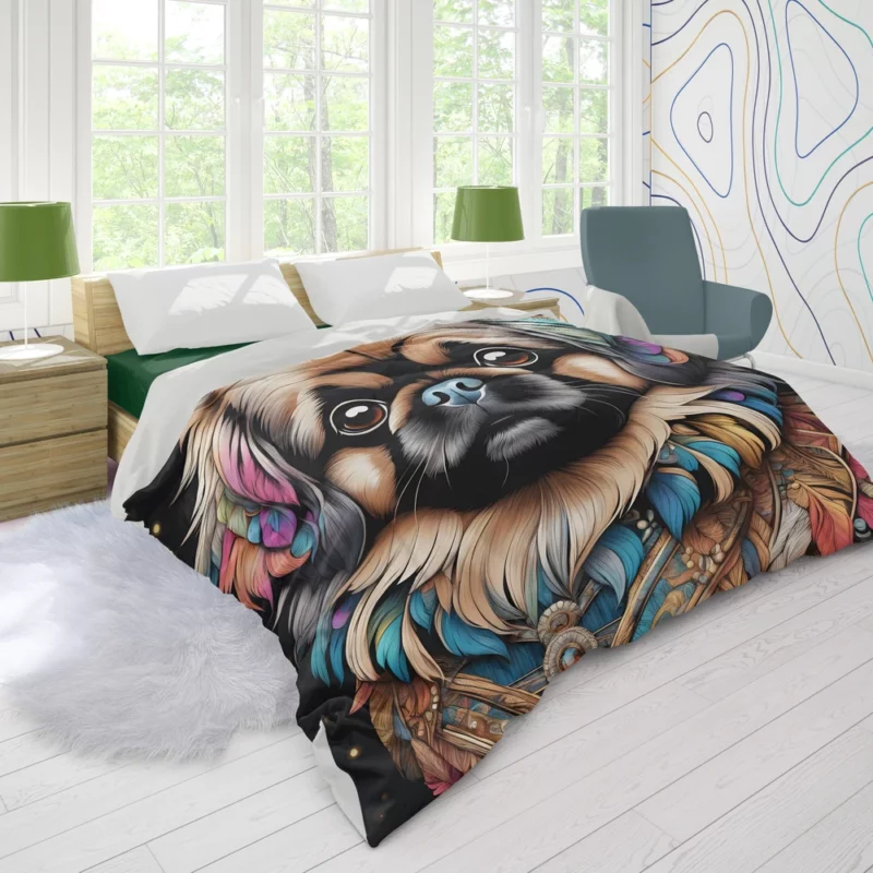 Small and Mighty Pekingese Dog Duvet Cover