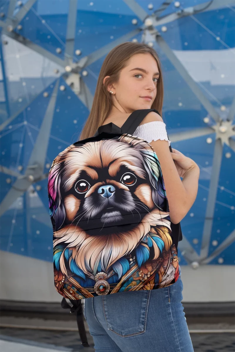 Small and Mighty Pekingese Dog Minimalist Backpack 2