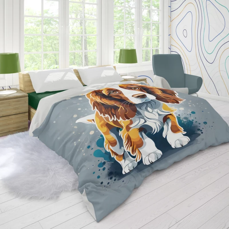 Smart and Loyal Welsh Springer Spaniel Dog Duvet Cover