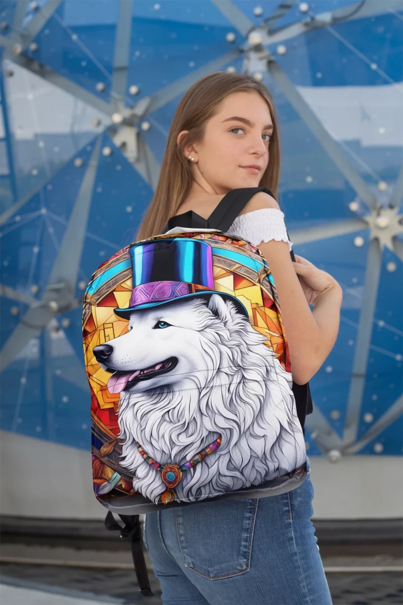 Snowflake Companion Samoyed Dog Minimalist Backpack 2