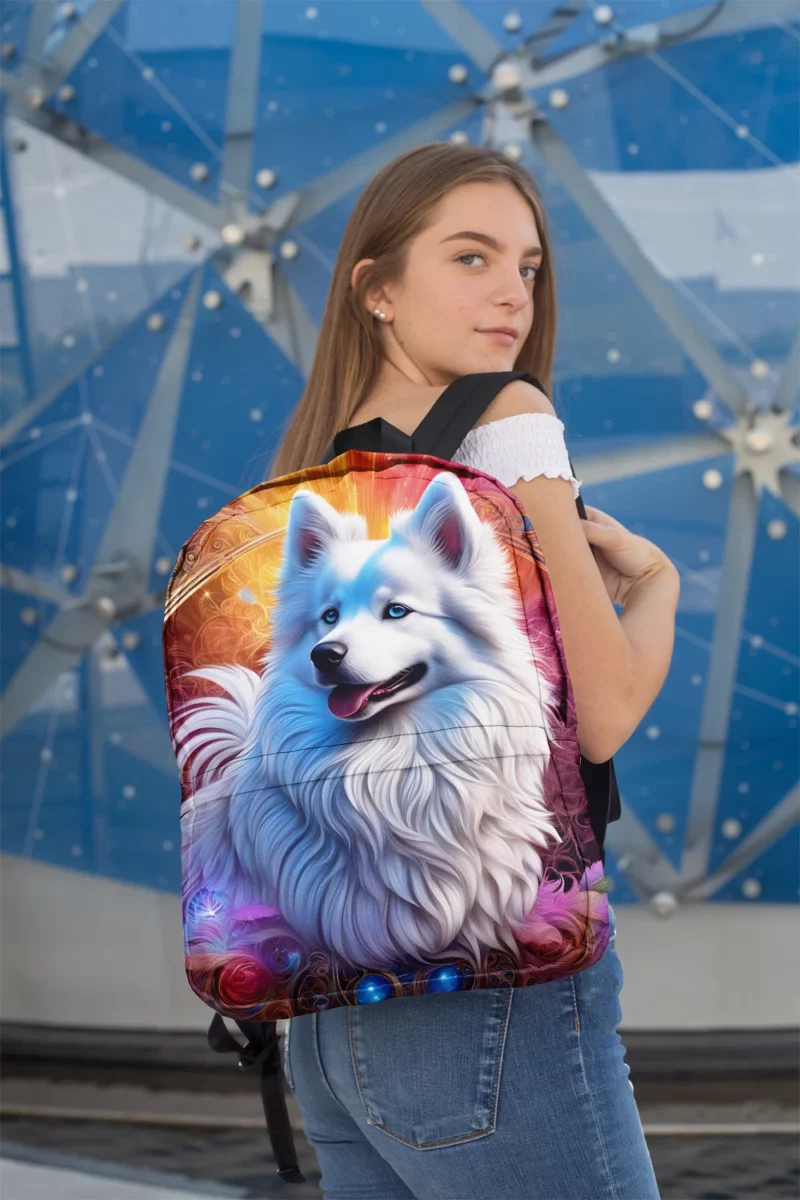 Snowy American Eskimo Dog Friend Minimalist Backpack 2