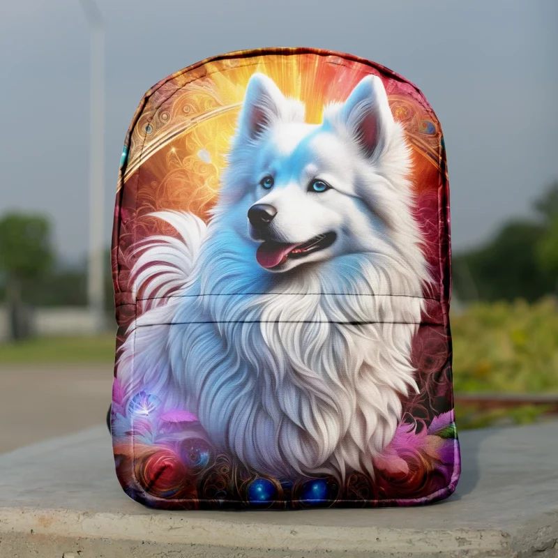 Snowy American Eskimo Dog Friend Minimalist Backpack