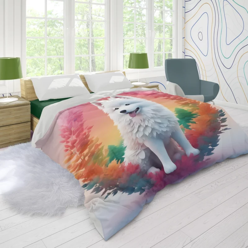 Snowy Charm Samoyed Dog Breed Duvet Cover